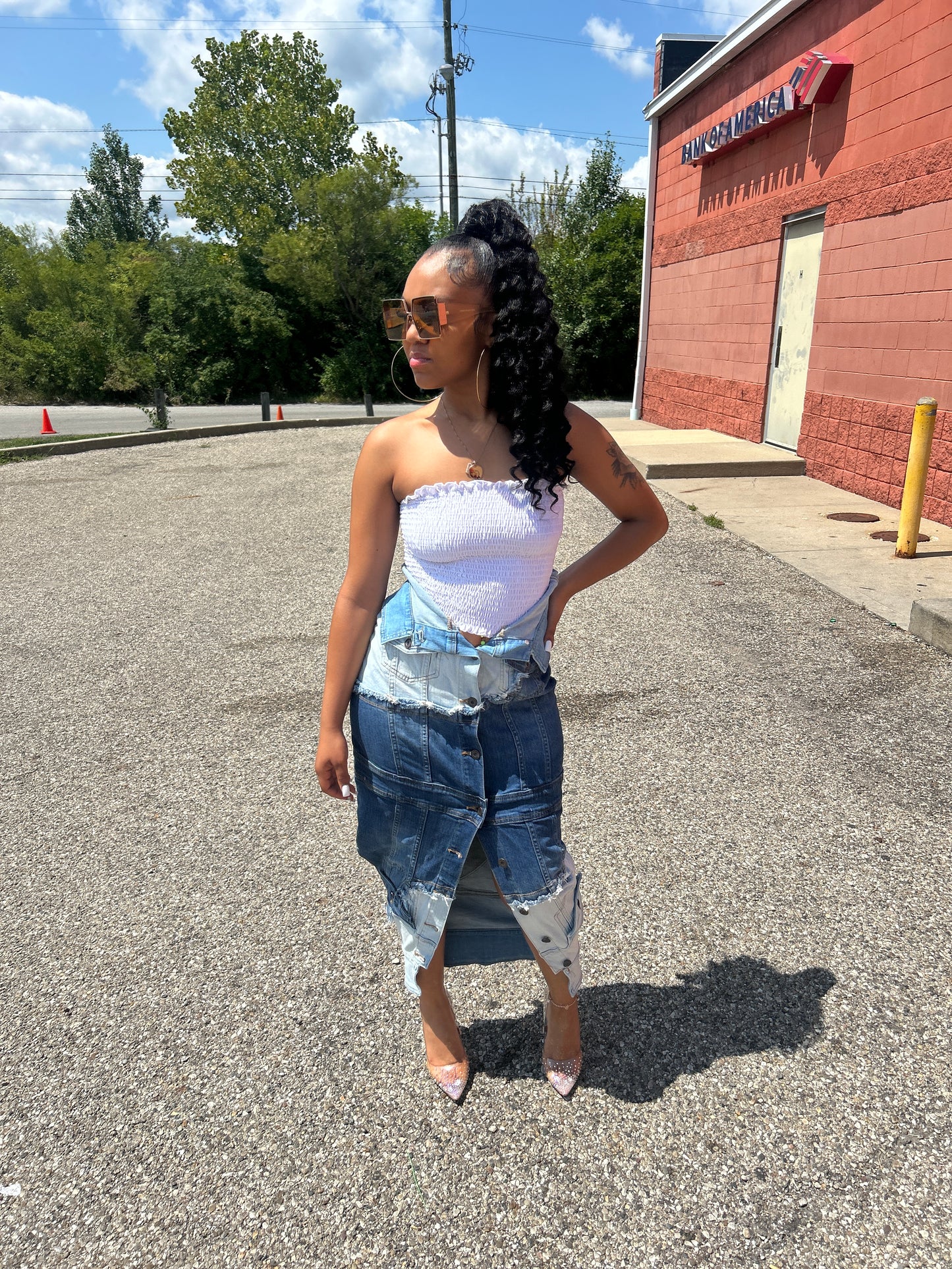 Amber denim skirt