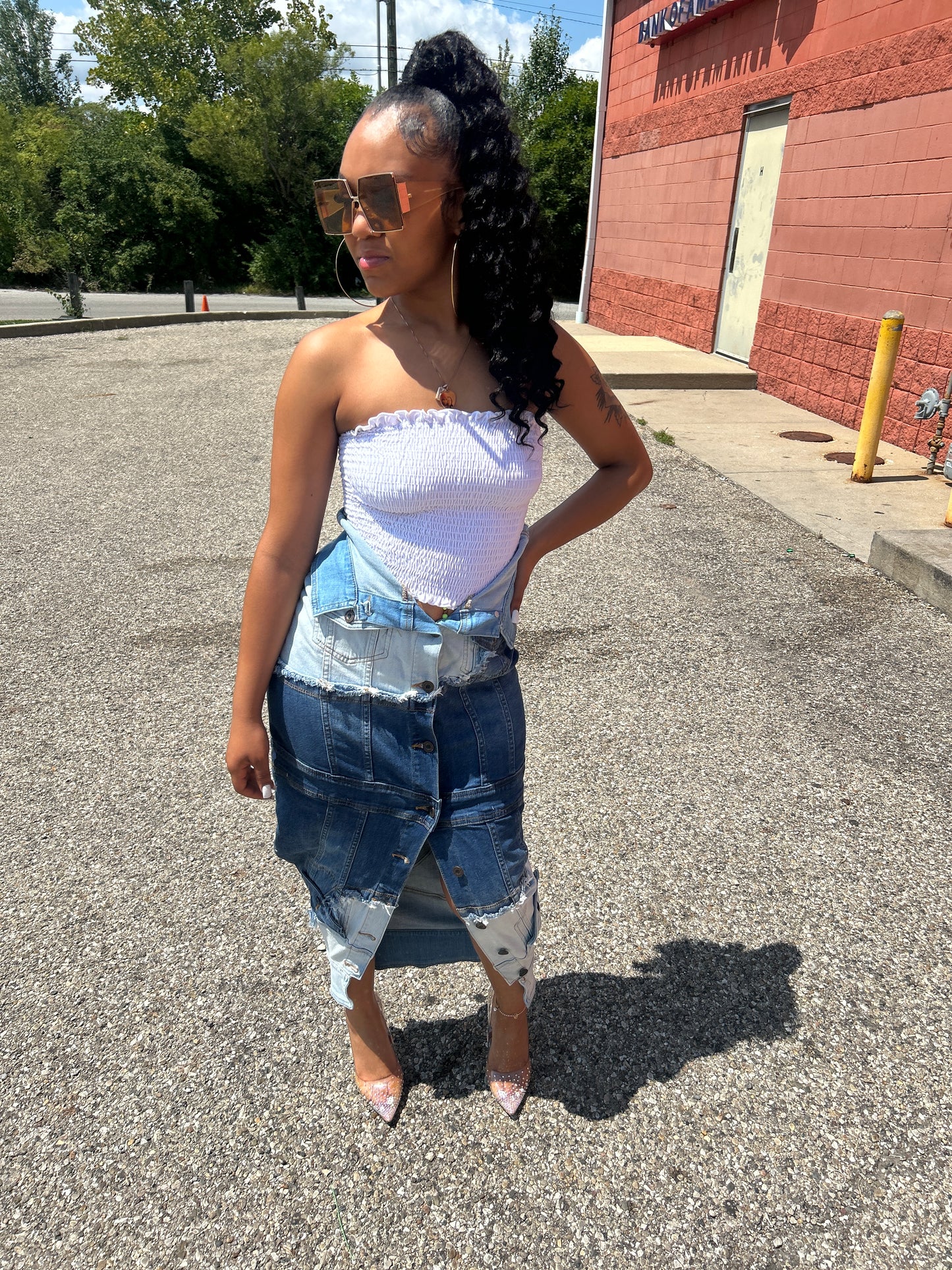 Amber denim skirt