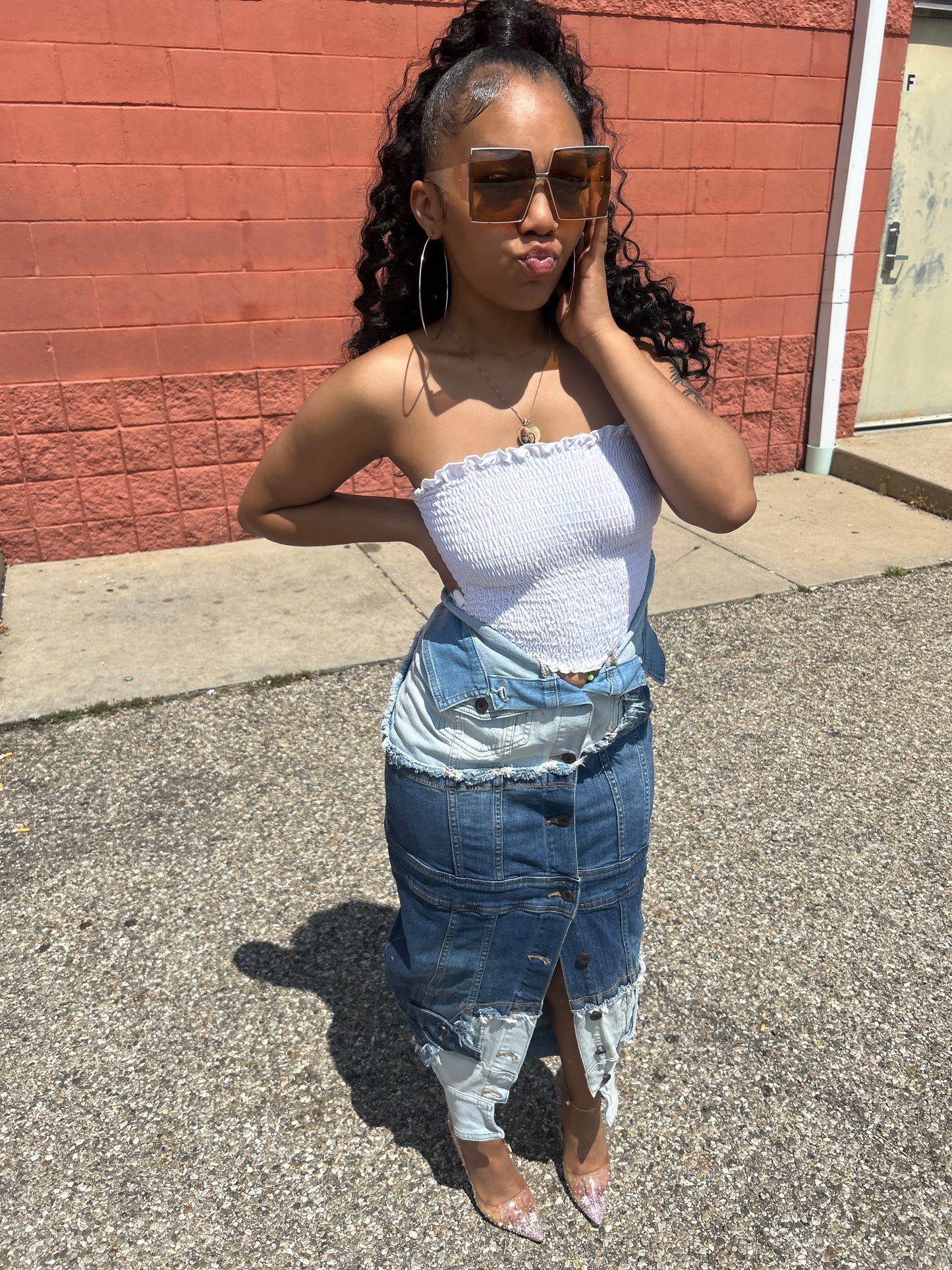 Amber denim skirt